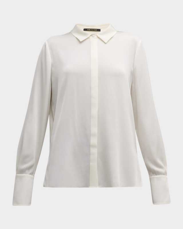 Larissa Split-Cuff Button-Down Blous